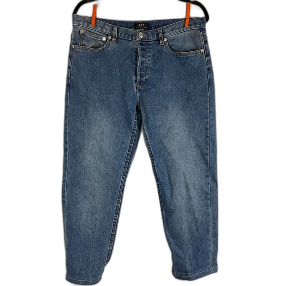A.P.C. Petite New Standard Jeans 32 Blue Button Fly Cropped - Picture 1 of 10